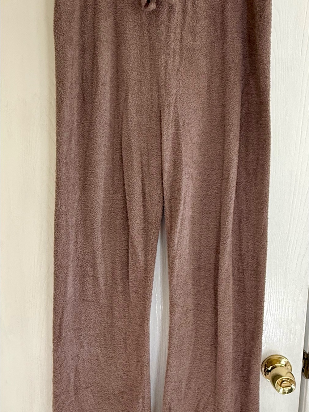 Barefoot Dreams Cozy Wide-Leg Knit Lounge Pants in Taupe
